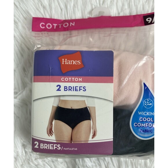 4 Hanes 100% Cotton Briefs Plus Size 2XL Black Pink Wicking Cool Comfort 2 Pack - Picture 5 of 7